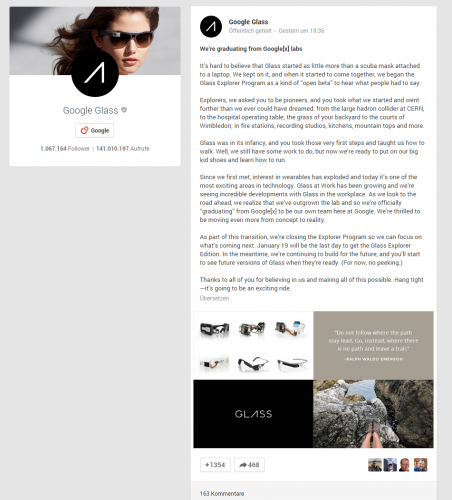 Das Interesse an Google Glass ist ungebrochen